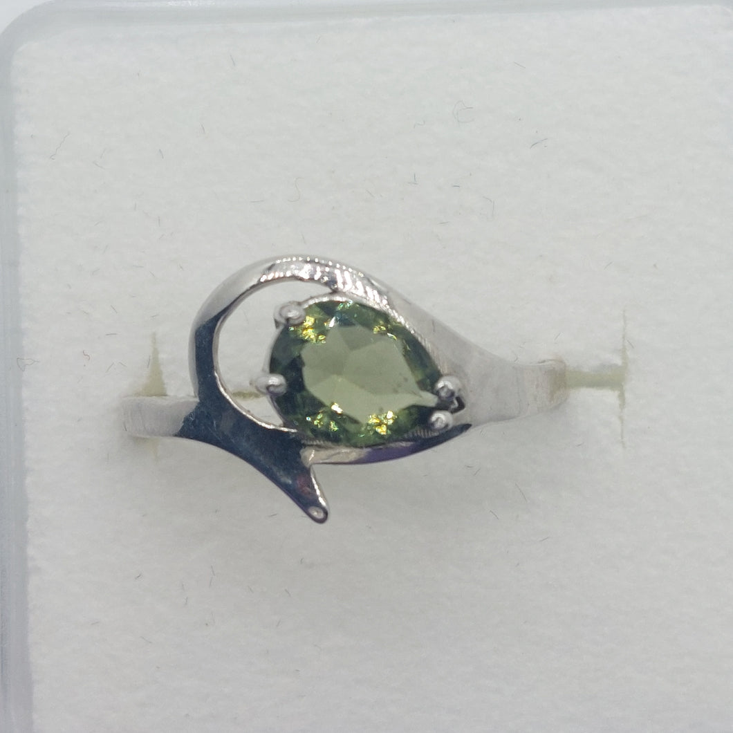 Ring Moldavite Pear Shape