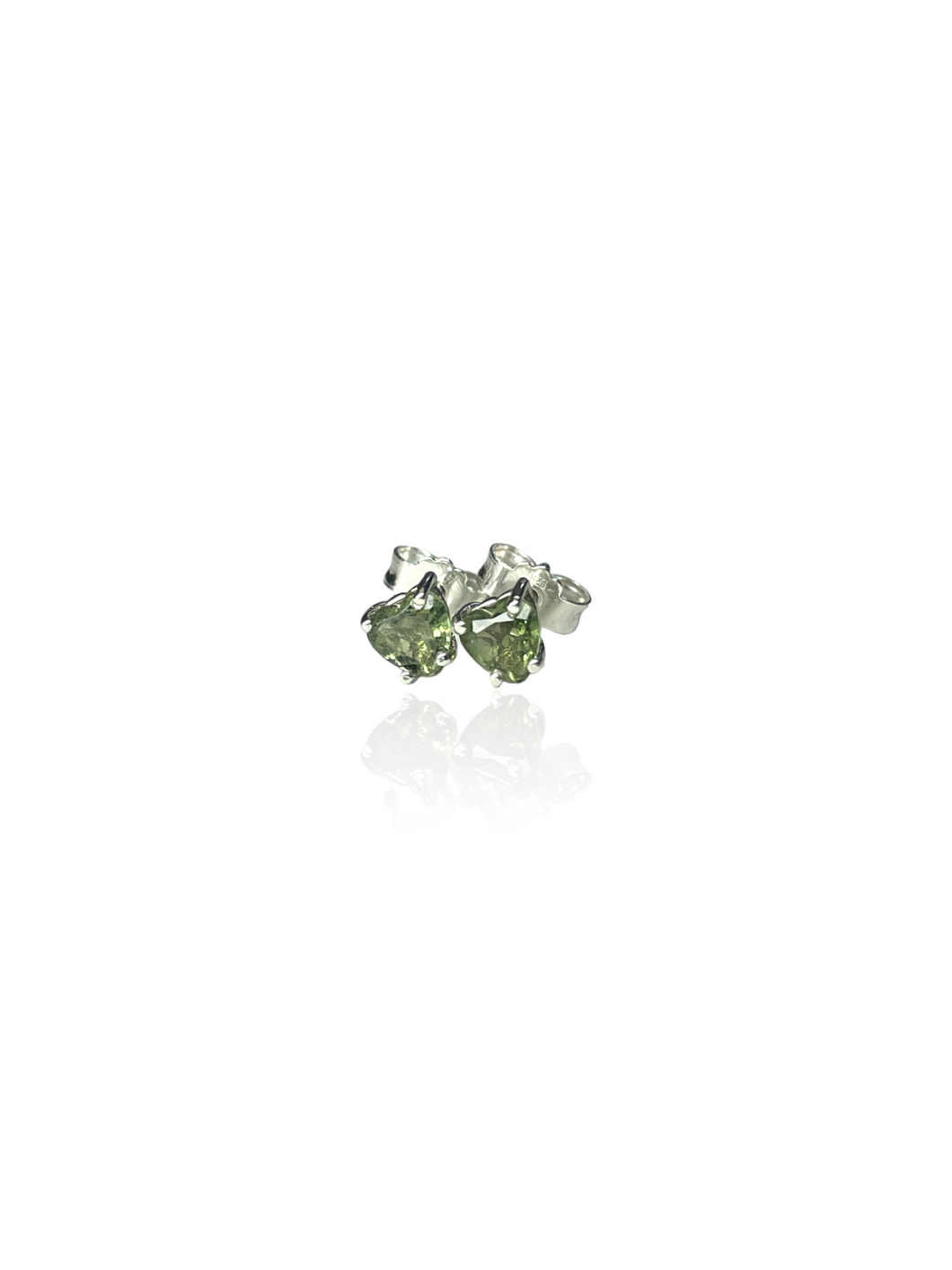 Earrings Moldavite Studs 4mm Heart