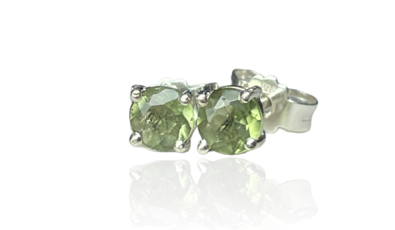 Earrings Moldavite Studs 5mm Round