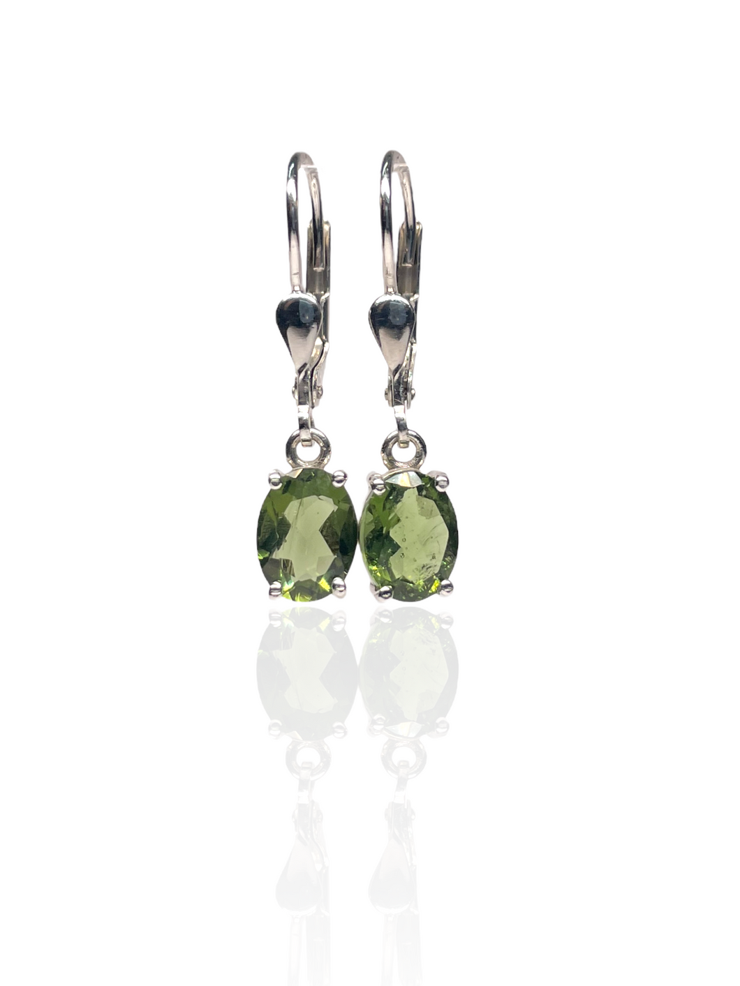 Earrings Moldavite  6x8 Oval