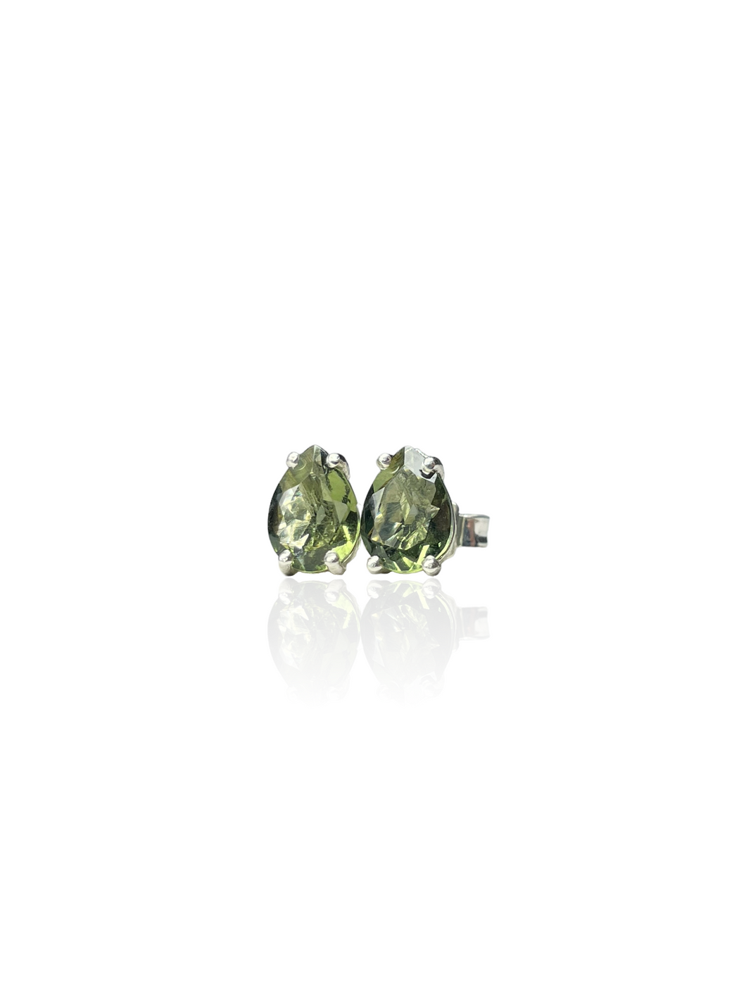 Earrings Moldavite Studs 5x7 pear