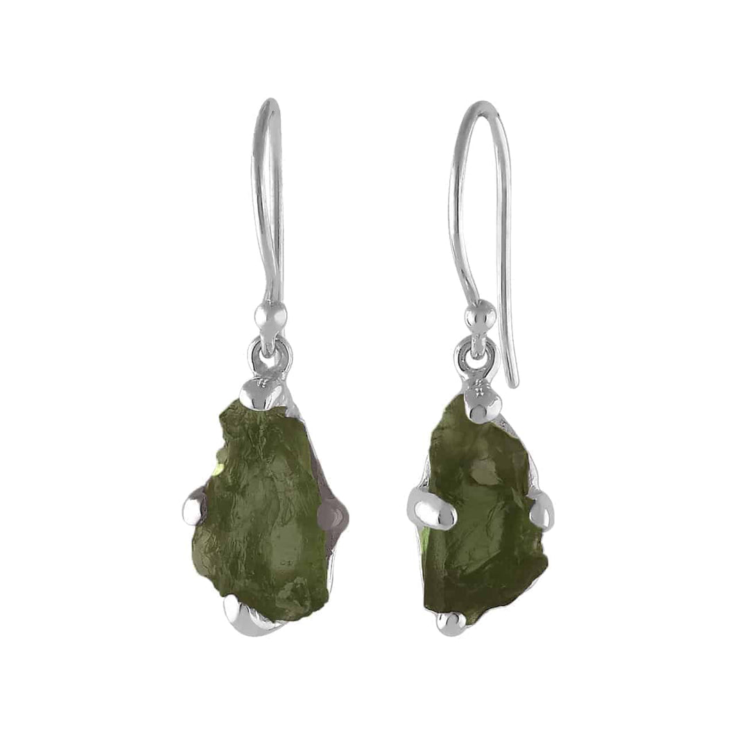 Earrings Moldavite small rough