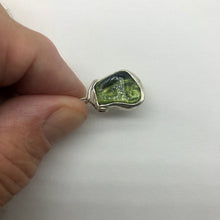 Load image into Gallery viewer, Tumbled Moldavite Pendant - Bezel Set Sterling Silver - New England Hand Crafted - 3.84Gr/19.20Ct
