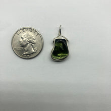 Load image into Gallery viewer, Tumbled Moldavite Pendant - Bezel Set Sterling Silver - New England Hand Crafted - 3.84Gr/19.20Ct
