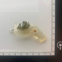 Load image into Gallery viewer, Tumbled Moldavite with Libyan Desert Glass Crystal Combo Pendant- 9.65gr - New England Artisan Crafted -
