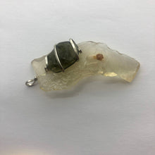 Load image into Gallery viewer, Tumbled Moldavite with Libyan Desert Glass Crystal Combo Pendant- 9.65gr - New England Artisan Crafted -
