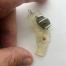 Load image into Gallery viewer, Tumbled Moldavite with Libyan Desert Glass Crystal Combo Pendant- 9.65gr - New England Artisan Crafted -
