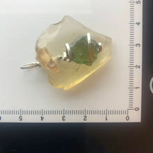 Load image into Gallery viewer, Tumbled Moldavite with Libyan Desert Glass Crystal Combo Pendant- 9.67gr - New England Artisan Crafted -
