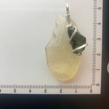 Load image into Gallery viewer, Tumbled Moldavite with Libyan Desert Glass Crystal Combo Pendant- 8.0gr - New England Artisan Crafted -
