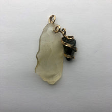 Load image into Gallery viewer, Tumbled Moldavite/Libyan Desert Glass Crystal Combo Pendant - 14k Gold Filled - 9.35gr - New England Artisan Crafted -
