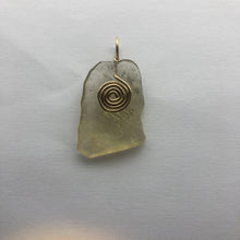 Load image into Gallery viewer, Libyan Desert Glass Pendant  - 14k Gold Filled Coiled Bail- 6.21GR/31.05CT - New England Artisan Crafted -
