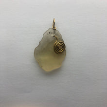 Load image into Gallery viewer, Libyan Desert Glass Pendant  - 14k Gold Filled Coiled Bail- 6.55GR/32.75CT - New England Artisan Crafted -
