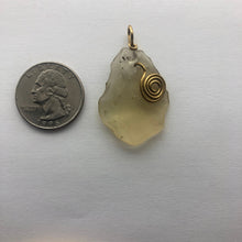 Load image into Gallery viewer, Libyan Desert Glass Pendant  - 14k Gold Filled Coiled Bail- 6.55GR/32.75CT - New England Artisan Crafted -
