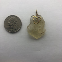 Load image into Gallery viewer, Libyan Desert Glass Pendant  - 14k Gold Filled Heart Shaped Bail- 6.23GR/31.15CT - New England Artisan Crafted -
