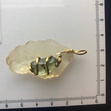 Load image into Gallery viewer, Tumbled Moldavite/Libyan Desert Glass Crystal Combo Pendant - 14k Gold Filled - 7.32gr - New England Artisan Crafted -
