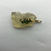 Load image into Gallery viewer, Tumbled Moldavite/Libyan Desert Glass Crystal Combo Pendant - 14k Gold Filled - 10.25gr - New England Artisan Crafted -
