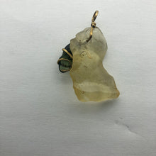 Load image into Gallery viewer, Tumbled Moldavite/Libyan Desert Glass Crystal Combo Pendant - 14k Gold Filled - 10.25gr - New England Artisan Crafted -
