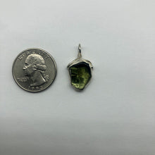 Load image into Gallery viewer, Tumbled Moldavite Pendant - Bezel Set Sterling Silver - New England Hand Crafted - 2.70Gr/13.50Ct
