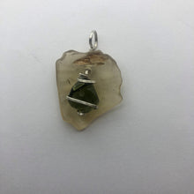 Load image into Gallery viewer, Tumbled Moldavite with Libyan Desert Glass Crystal Combo Pendant- 9.67gr - New England Artisan Crafted -
