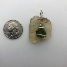 Load image into Gallery viewer, Tumbled Moldavite with Libyan Desert Glass Crystal Combo Pendant- 9.67gr - New England Artisan Crafted -
