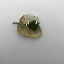 Load image into Gallery viewer, Tumbled Moldavite with Libyan Desert Glass Crystal Combo Pendant- 9.67gr - New England Artisan Crafted -
