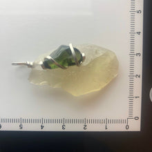 Load image into Gallery viewer, Tumbled Moldavite with Libyan Desert Glass Crystal Combo Pendant- 8.0gr - New England Artisan Crafted -
