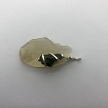 Load image into Gallery viewer, Tumbled Moldavite with Libyan Desert Glass Crystal Combo Pendant- 8.0gr - New England Artisan Crafted -
