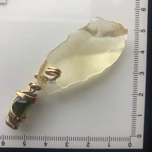 Load image into Gallery viewer, Tumbled Moldavite/Libyan Desert Glass Crystal Combo Pendant - 14k Gold Filled - 9.35gr - New England Artisan Crafted -
