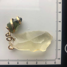 Load image into Gallery viewer, Tumbled Moldavite/Libyan Desert Glass Crystal Combo Pendant - 14k Gold Filled - 9.35gr - New England Artisan Crafted -
