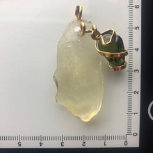 Load image into Gallery viewer, Tumbled Moldavite/Libyan Desert Glass Crystal Combo Pendant - 14k Gold Filled - 9.35gr - New England Artisan Crafted -
