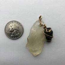 Load image into Gallery viewer, Tumbled Moldavite/Libyan Desert Glass Crystal Combo Pendant - 14k Gold Filled - 9.35gr - New England Artisan Crafted -
