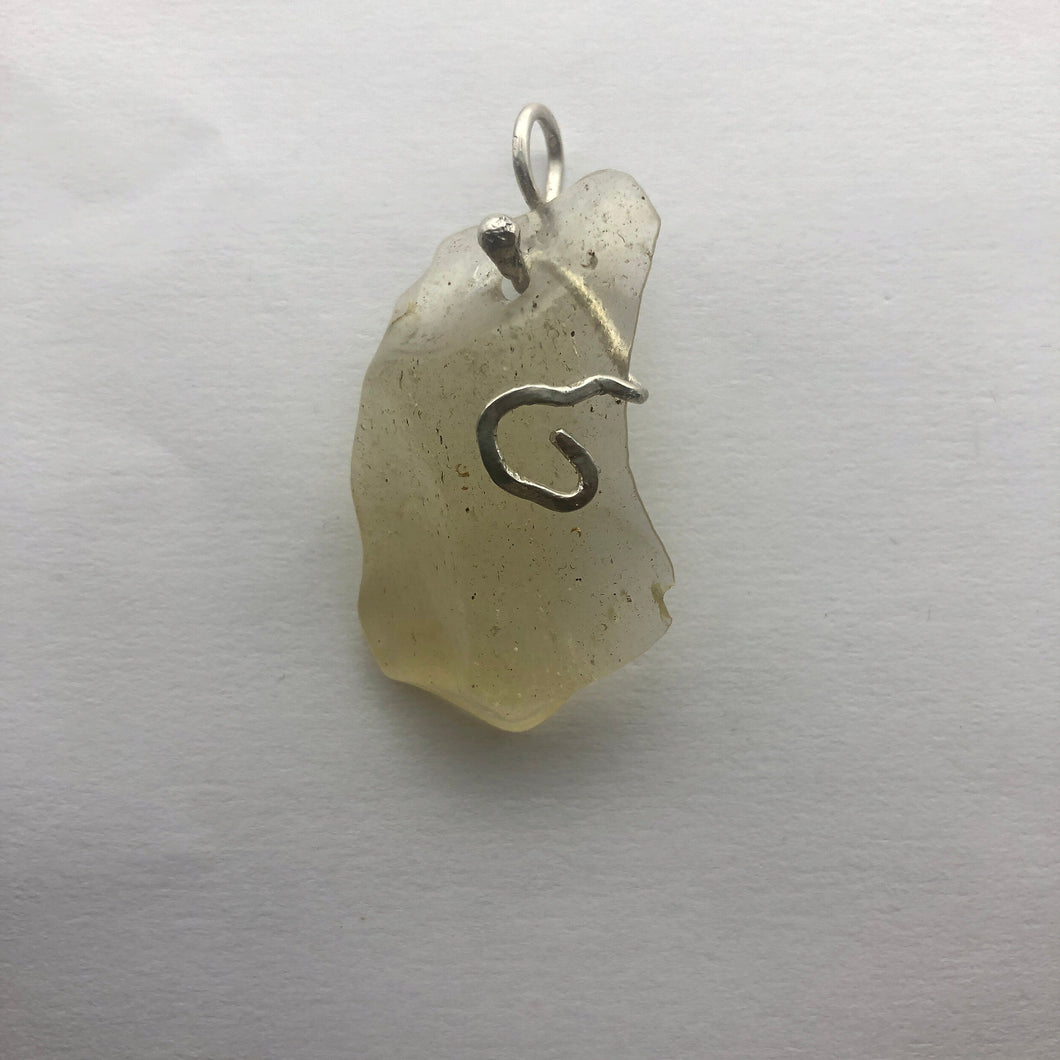 Libyan Desert Glass Pendant  - Sterling Silver Hand Set- 9.30GR/46.50CT - New England Artisan Crafted -