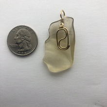 Load image into Gallery viewer, Libyan Desert Glass Pendant  - 14k Gold Filled Coiled Bail- 7.65GR/38.25CT - New England Artisan Crafted -
