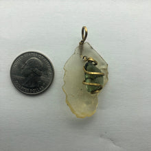 Load image into Gallery viewer, Tumbled Moldavite/Libyan Desert Glass Crystal Combo Pendant - 14k Gold Filled - 7.32gr - New England Artisan Crafted -
