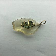 Load image into Gallery viewer, Tumbled Moldavite/Libyan Desert Glass Crystal Combo Pendant - 14k Gold Filled - 7.32gr - New England Artisan Crafted -
