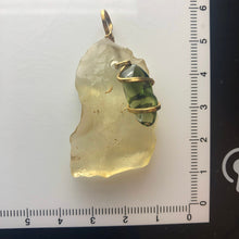 Load image into Gallery viewer, Tumbled Moldavite/Libyan Desert Glass Crystal Combo Pendant - 14k Gold Filled - 10.25gr - New England Artisan Crafted -
