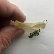 Load image into Gallery viewer, Tumbled Moldavite/Libyan Desert Glass Crystal Combo Pendant - 14k Gold Filled - 10.25gr - New England Artisan Crafted -
