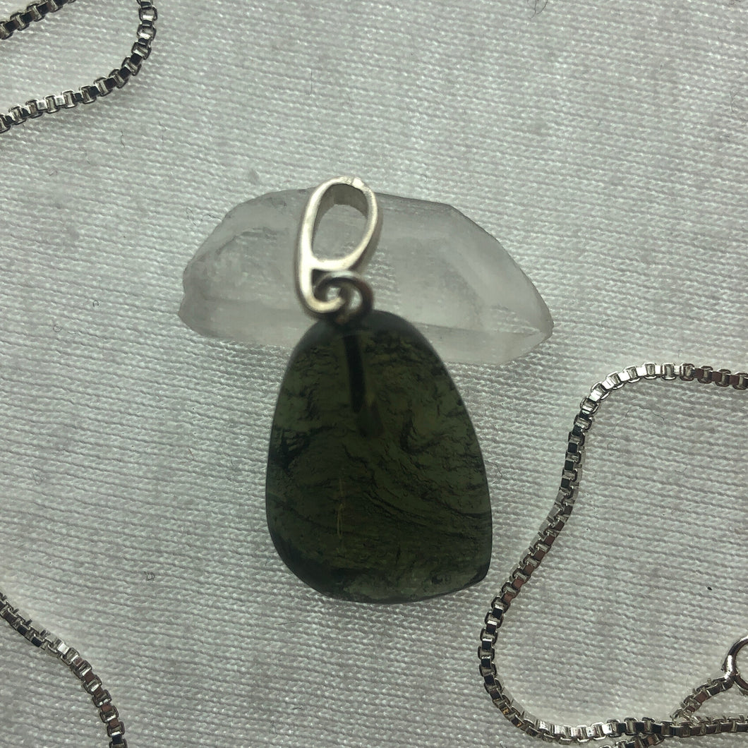 Moldavite Cabochon Pendant - 4.90gr/24.0ct - Drilled w/Polished-Raw sides