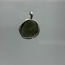 Load image into Gallery viewer, New England Hand Crafted - Tumbled Moldavite Pendant - 3gr/15ct - 925 Silver Crown Bezel Set -
