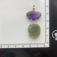 Load image into Gallery viewer, Artisan Crafted Moldavite Cabochon   Deer Hill Amethyst Sterling Silver Pendant
