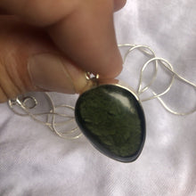 Load image into Gallery viewer, Moldavite Cabachon  Pendant 925 Silver Bezel Set Metaphysical Crystal  36.15 Ct
