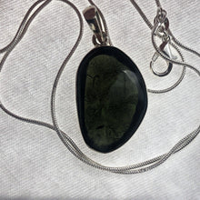 Load image into Gallery viewer, Moldavite Cabachon  Pendant 925 Silver Bezel Set Metaphysical Crystal  39.75 Ct
