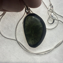 Load image into Gallery viewer, Moldavite Cabachon  Pendant 925 Silver Bezel Set Metaphysical Crystal  39.75 Ct
