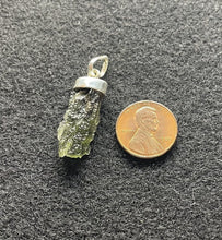 Load image into Gallery viewer, Moldavite Pendant 925 Silver Cap Bail Natural Metaphysical Crystal 2.72gr/13.6ct With Certificate of Authenticity  COA
