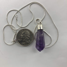 Load image into Gallery viewer, Amethyst Point Pendant 925 Silver Cap Bail 7 grams Brilliant Purple Structure
