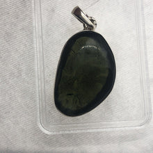 Load image into Gallery viewer, Moldavite Cabachon  Pendant 925 Silver Bezel Set Metaphysical Crystal  39.75 Ct
