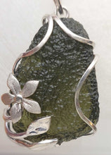 Load image into Gallery viewer, Moldavite Pendant 925 Silver 60ct Prong Set w/Certificate of Authenticity
