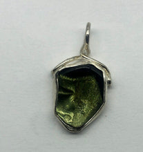 Load image into Gallery viewer, Tumbled Moldavite Pendant - Bezel Set Sterling Silver - New England Hand Crafted - 2.70Gr/13.50Ct
