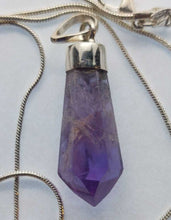 Load image into Gallery viewer, Amethyst Point Pendant 925 Silver Cap Bail Brilliant Purple
