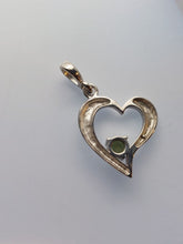 Load image into Gallery viewer, Moldavite Pendant 6mm Round Faceted Gem set in 925 Silver Heart Shape with COA
